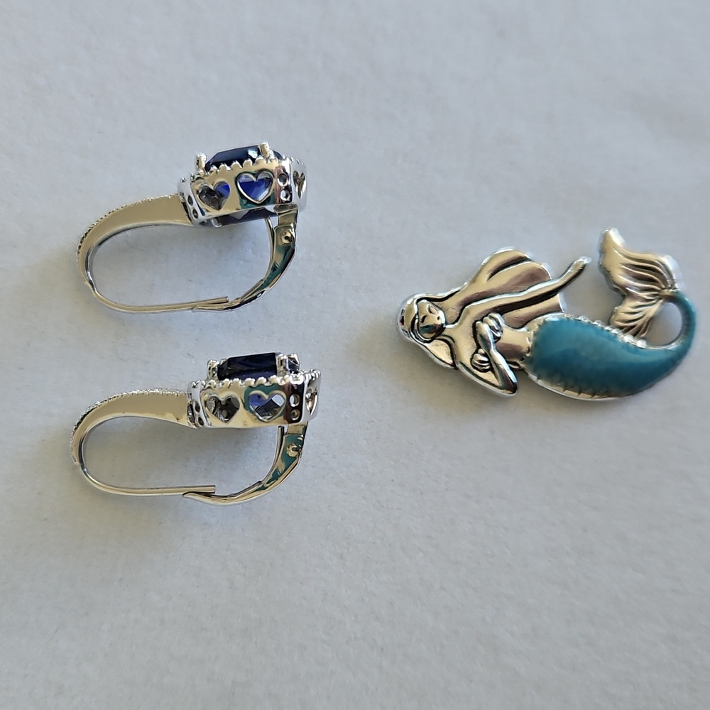 Cushion Cut Sapphire Earrings - Picture 8 of 16